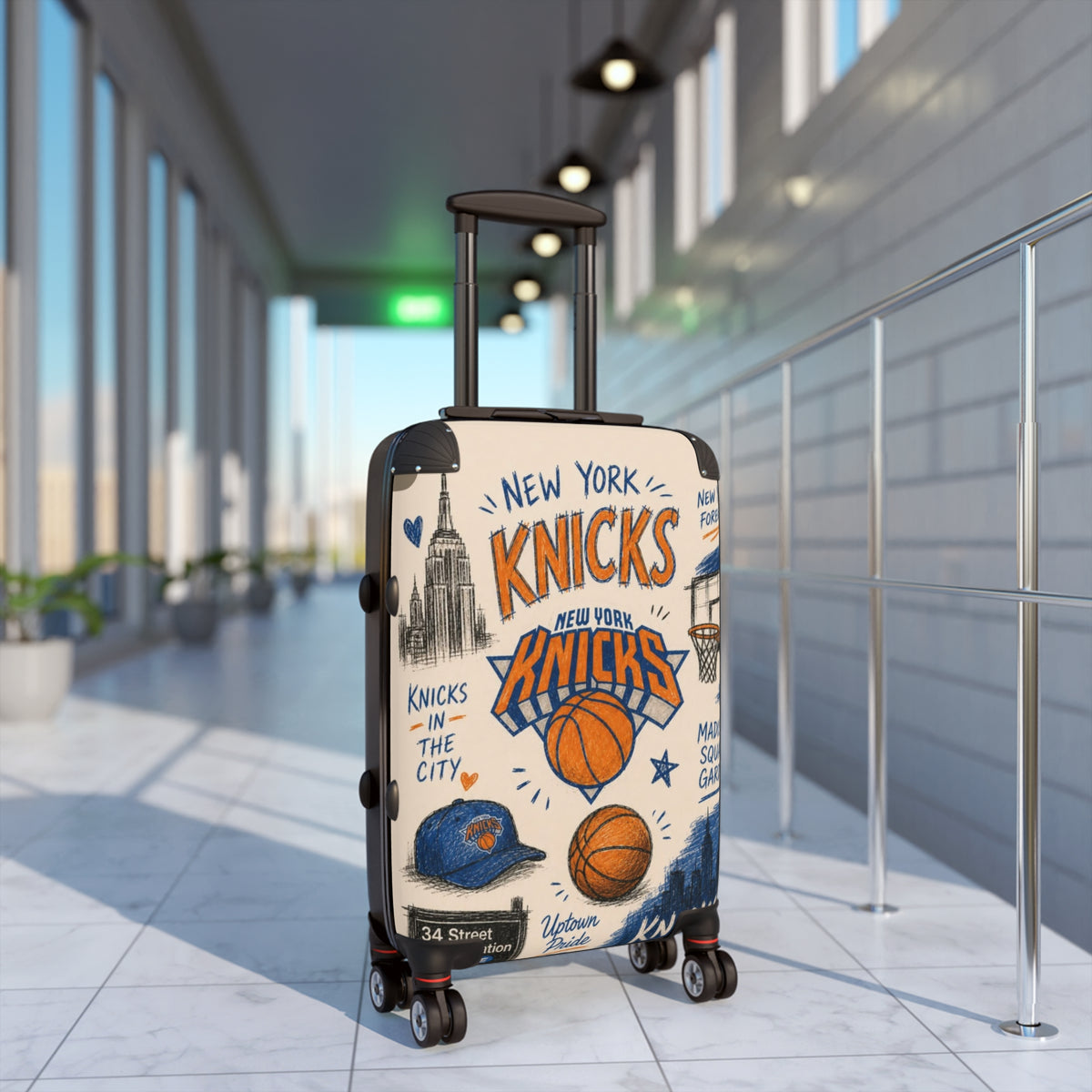 New York Knicks Basketball Pattern Suitcase | NBA Travel Luggage