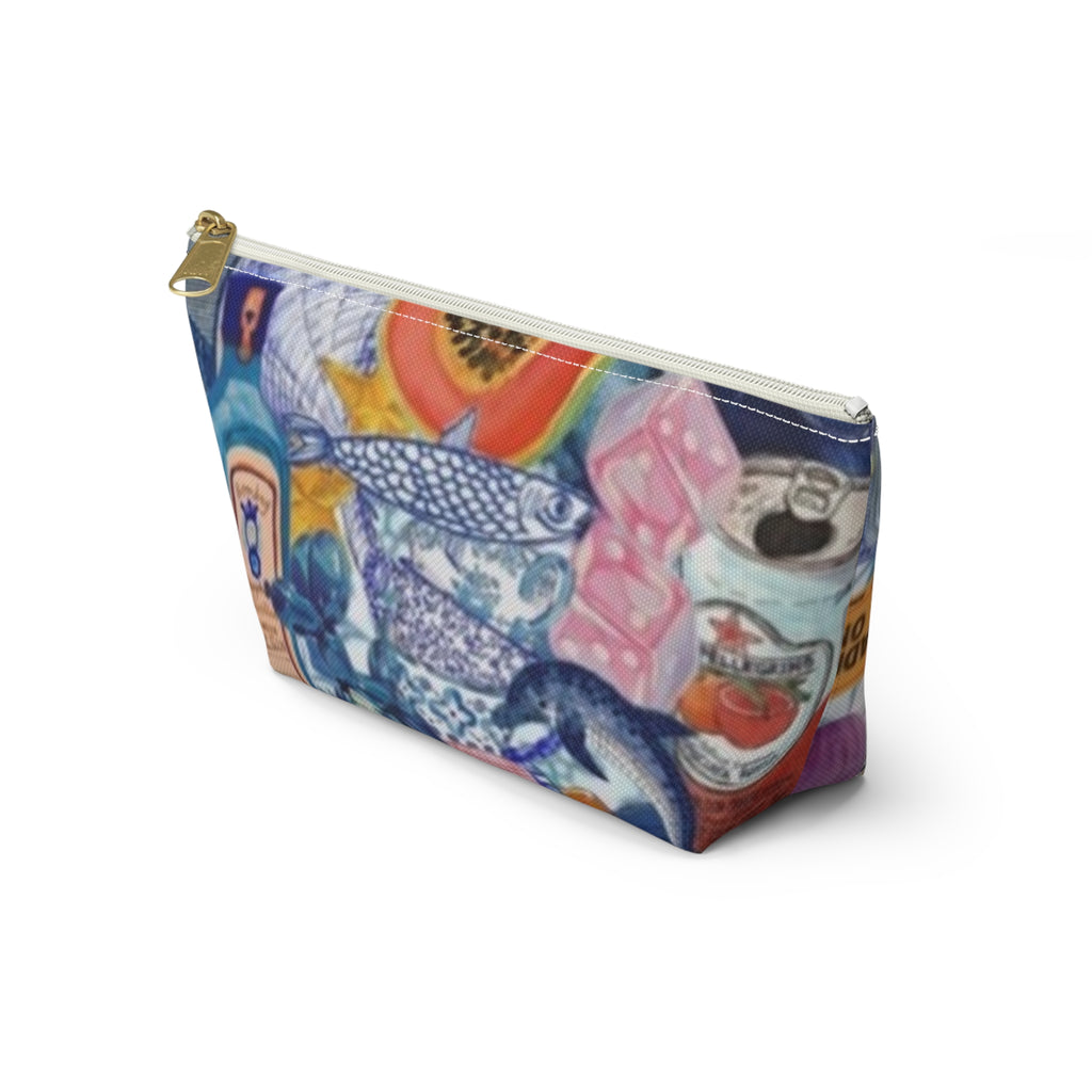 Colorful Collage Accessory Pouch — T-Bottom Cosmetic & Travel Organizer