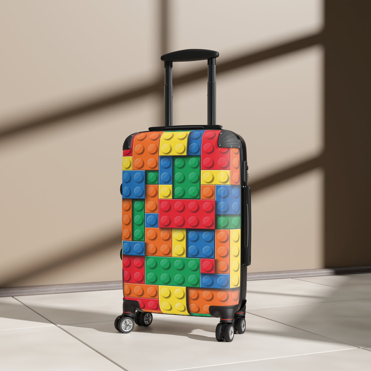 Colorful Building Block Pattern Suitcase – Kids’ Travel Luggage