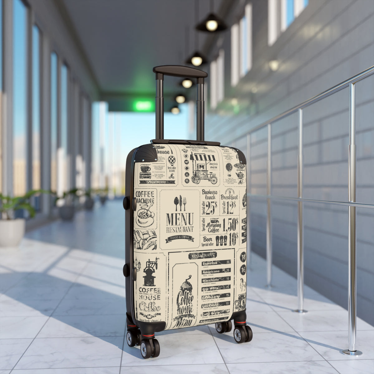 Vintage Cafe Menu Suitcase | Retro Coffee Menu Luggage