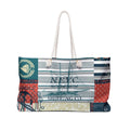 Nantucket Nautical Patchwork Weekender Bag | Coastal Travel Tote