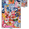 Travel Blanket — Colorful Collage Print Cozy Throw with Pouch