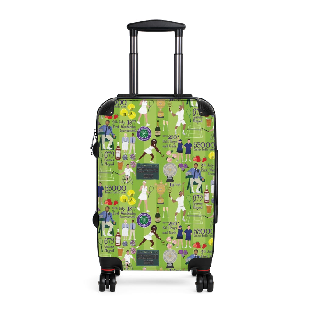 Vintage Travel People Pattern Suitcase | Green Illustrated Luggage
