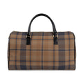 Brown Plaid Travel Bag | Faux Leather Weekender Bag