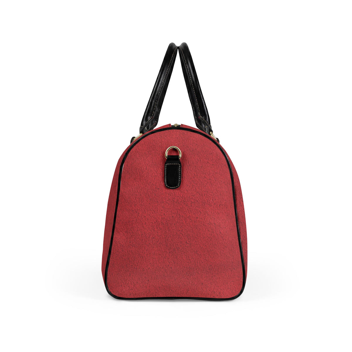 Red Faux Leather Travel Bag | Overnight Duffle, Black Handles