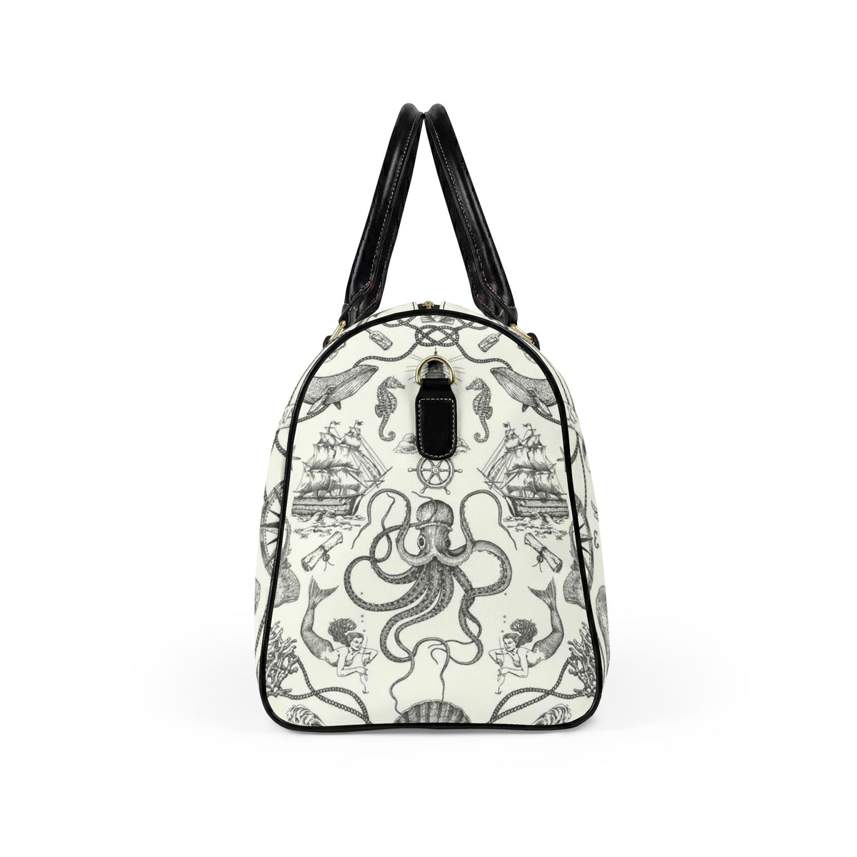 Vintage Nautical Octopus Travel Bag | Faux Leather Duffle