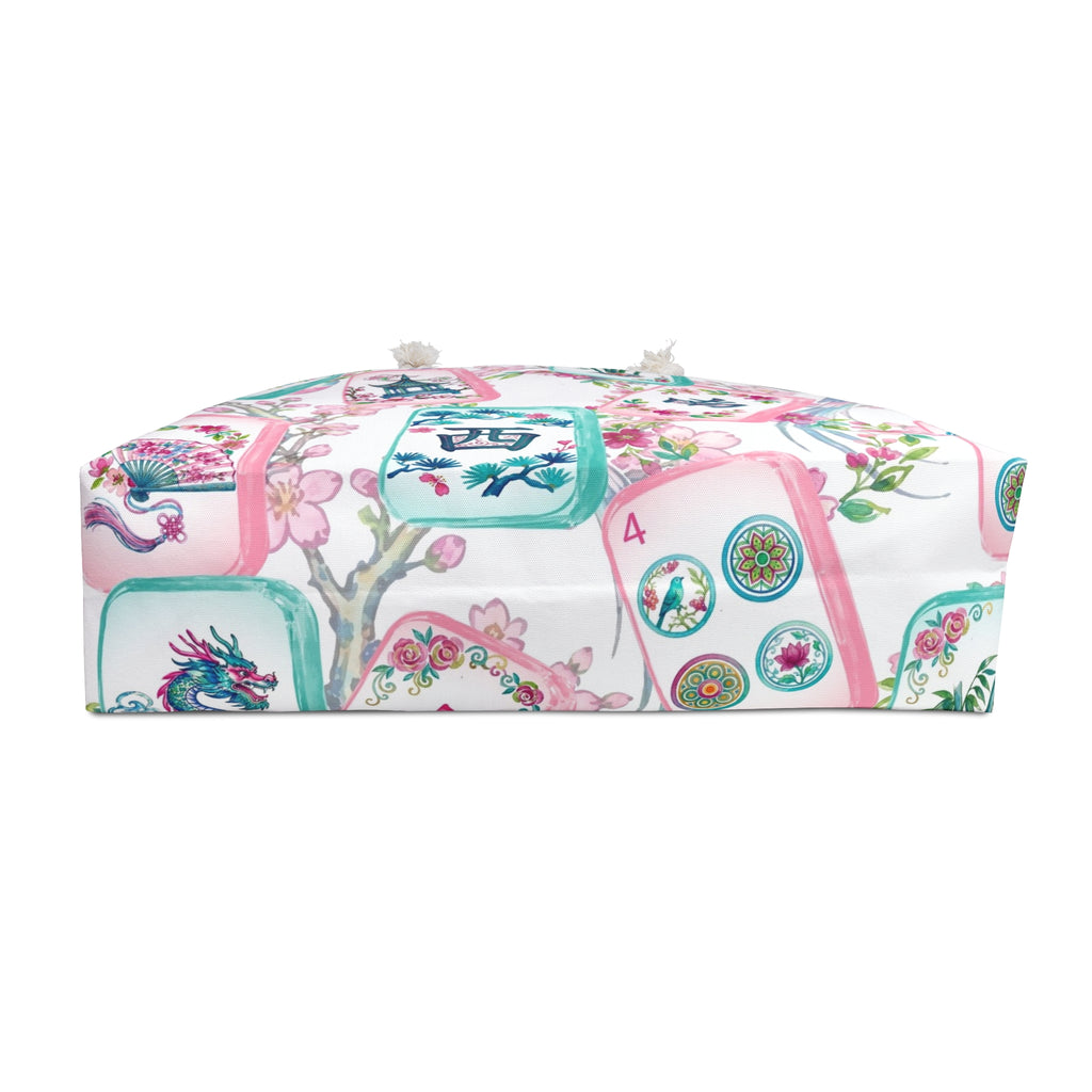 Mahjong Tiles Weekender Bag | Pastel Floral Mahjong Pattern Tote