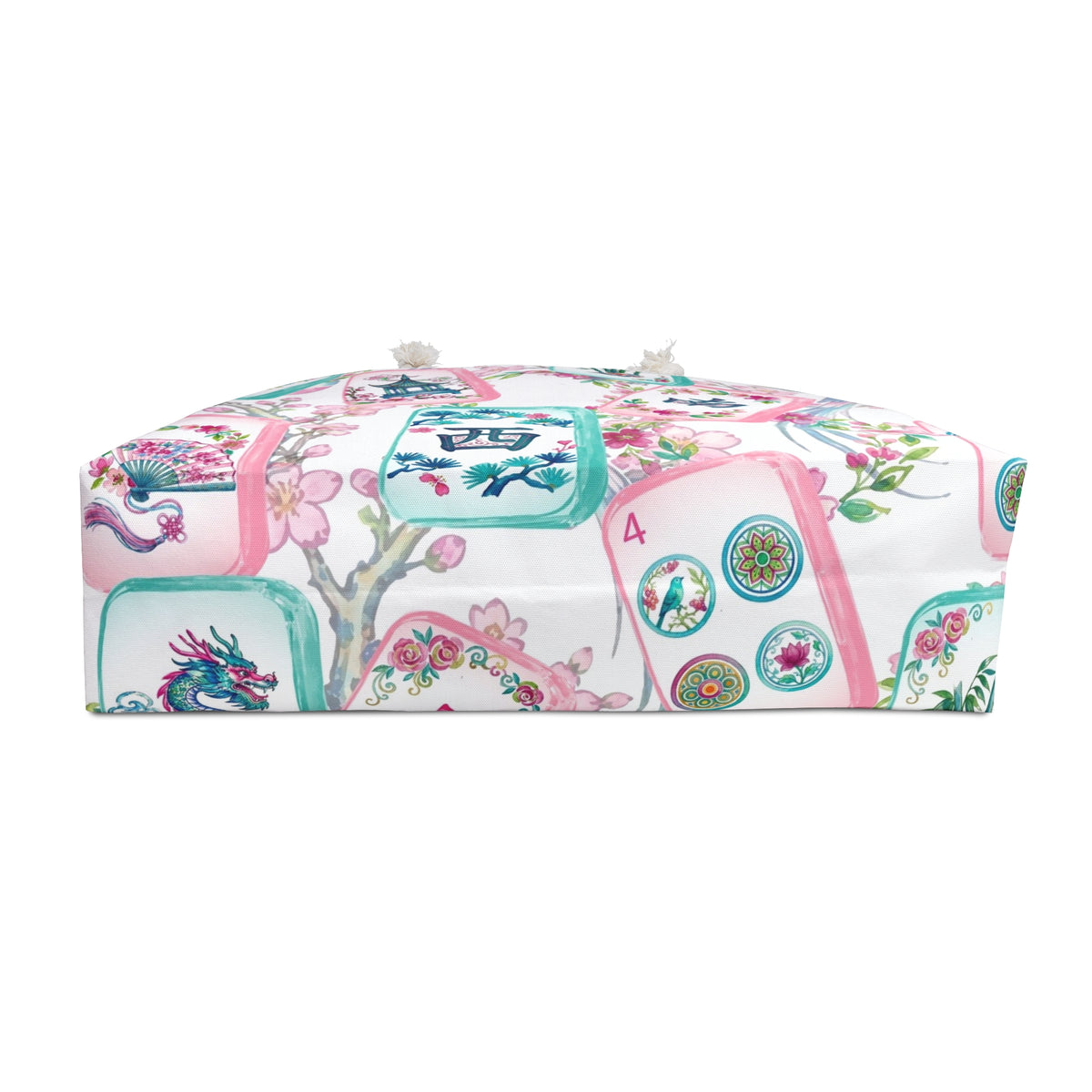 Mahjong Tiles Weekender Bag | Pastel Floral Mahjong Pattern Tote
