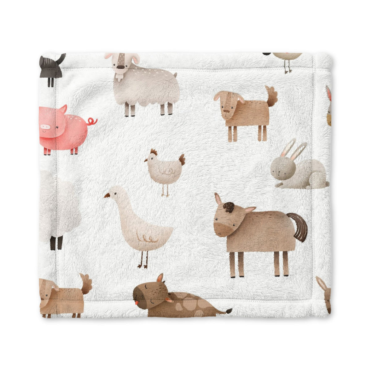 Baby Lovey Blanket — Soft Minky Farm Animal Security Blanket for Infant