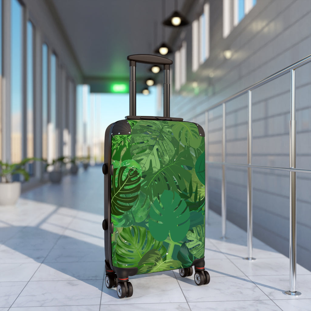 Tropical Monstera Leaf Suitcase | Green Botanical Luggage Cover