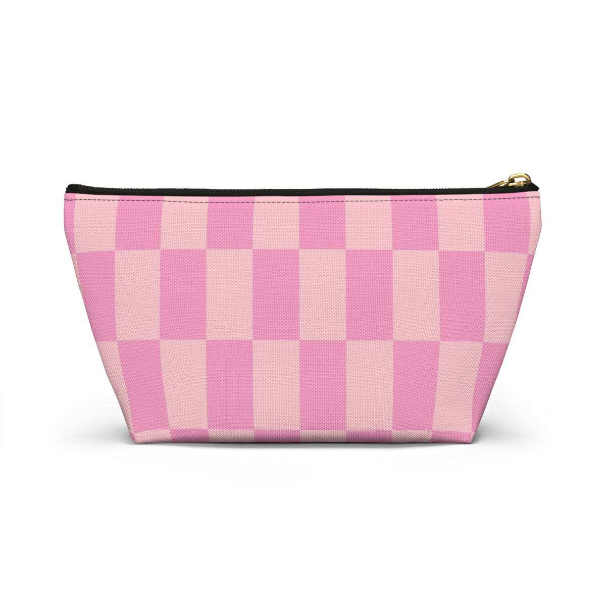 Pink Checker Accessory Pouch — T‑Bottom Makeup Bag