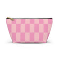 Pink Checker Accessory Pouch — T‑Bottom Makeup Bag