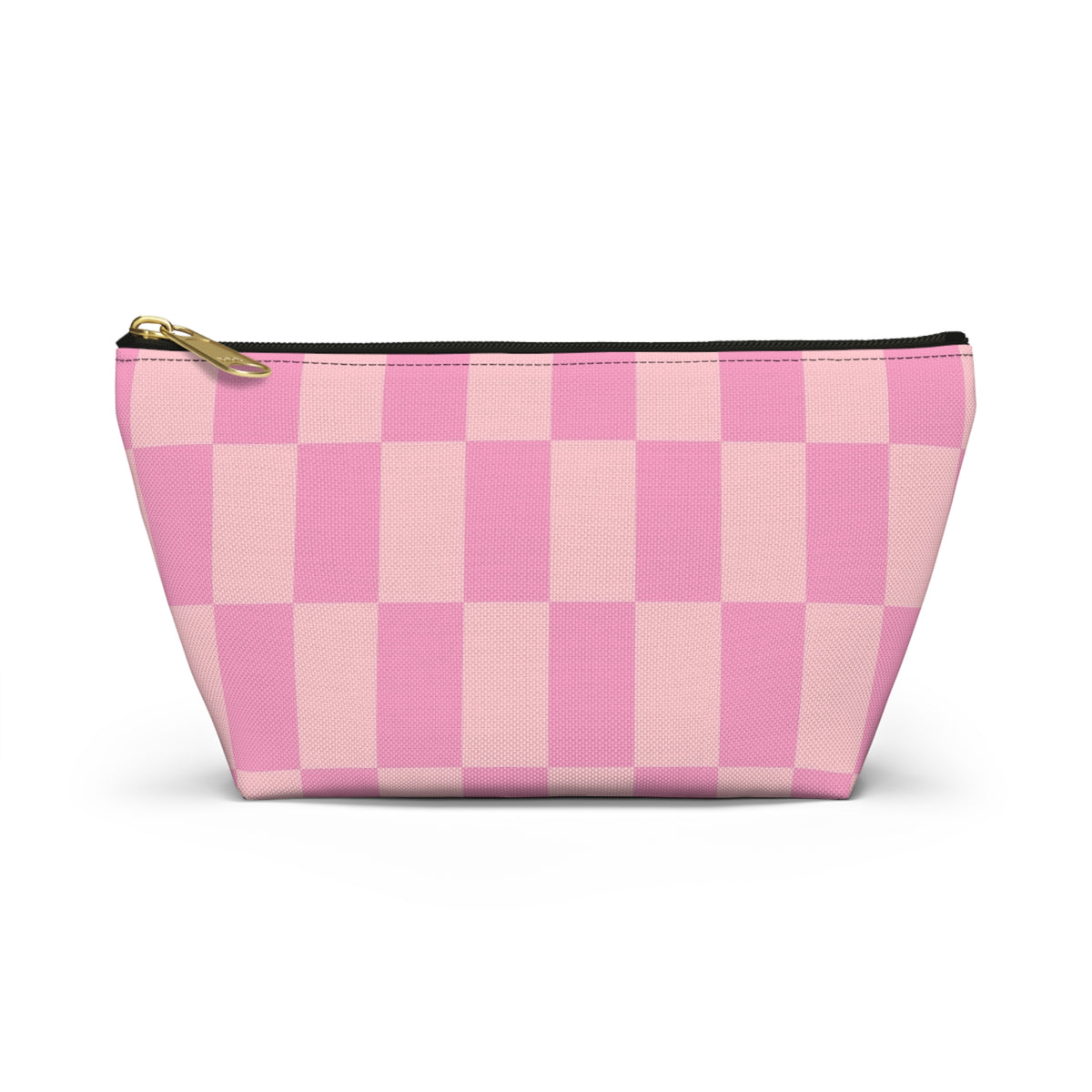 Pink Checker Accessory Pouch — T‑Bottom Makeup Bag