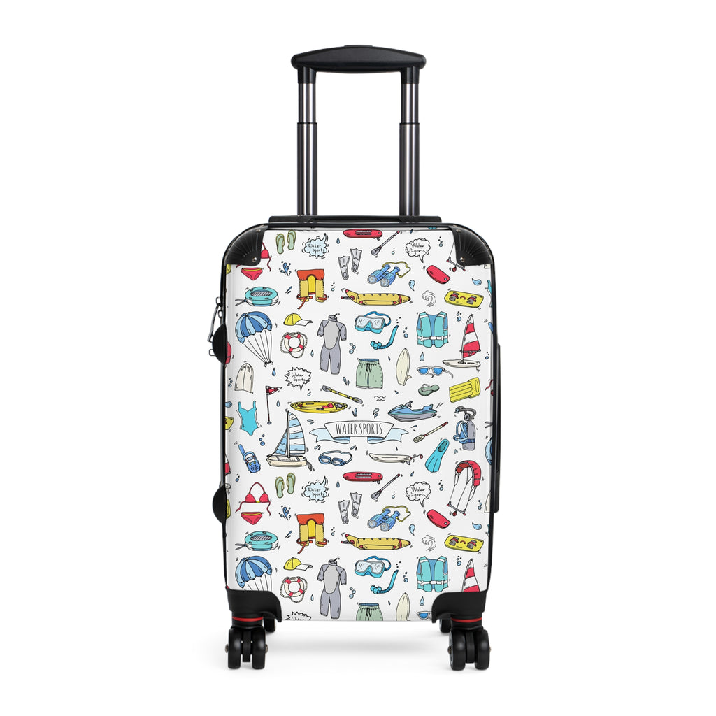 Travel Doodles Suitcase | Cartoon Vacation Icons Luggage Cover