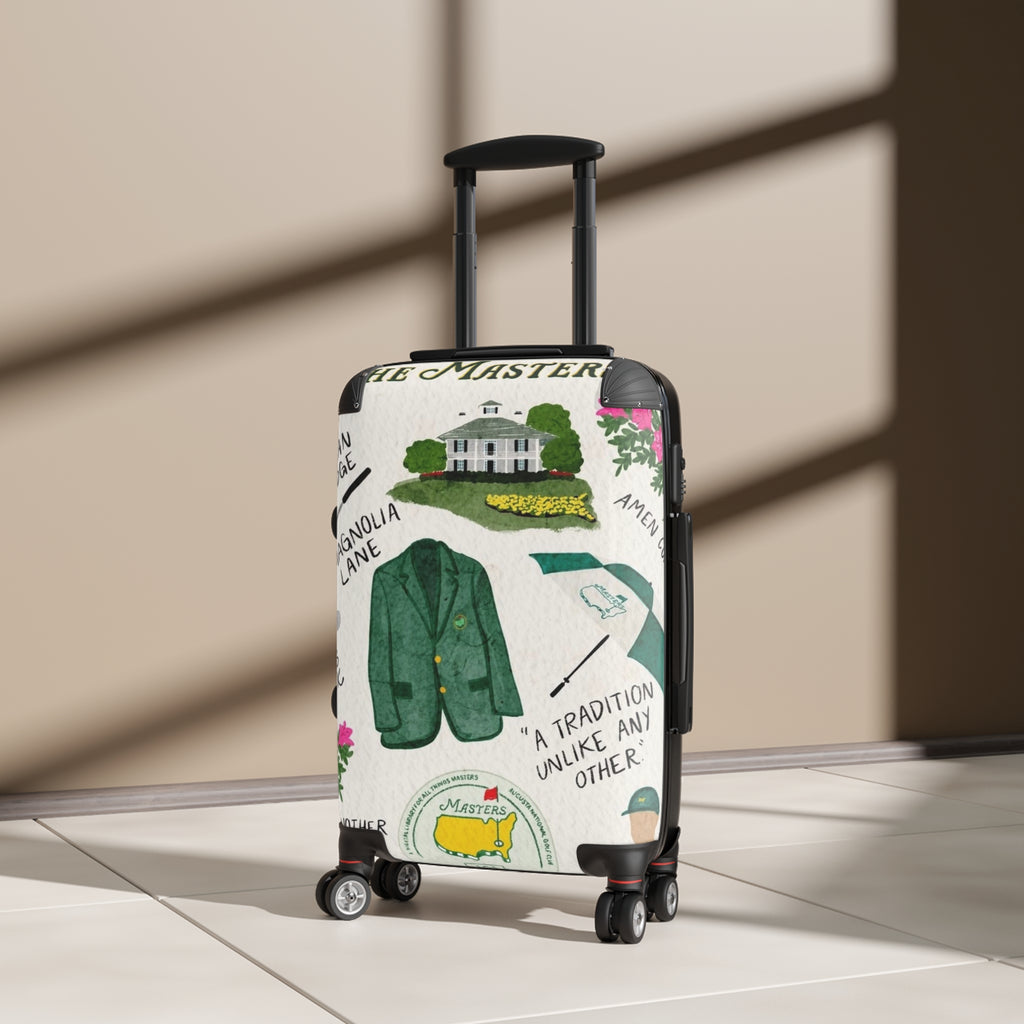 Masters Golf Course Travel Suitcase — Illustrated Tournament Icons Luggage Cover