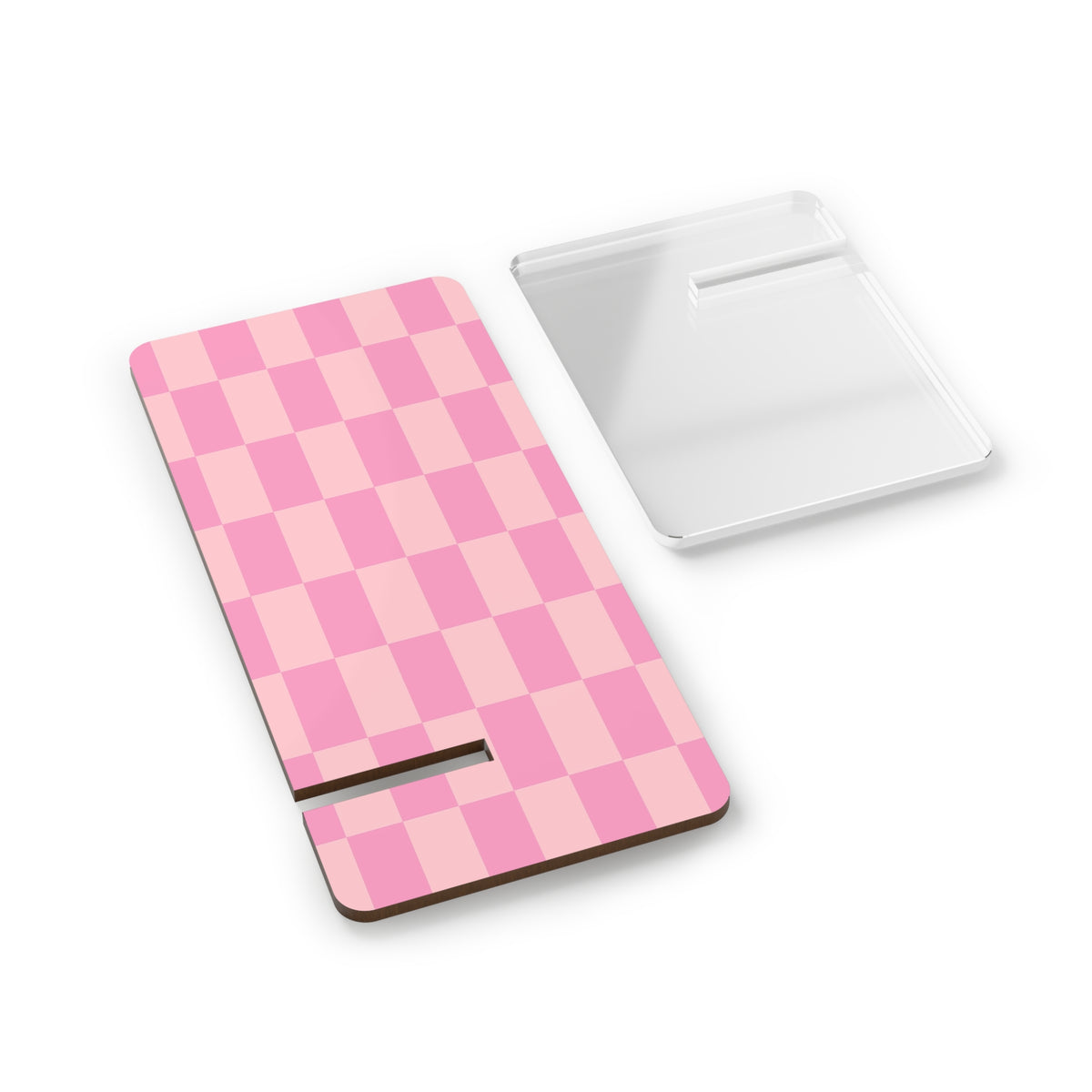 Pink Checkerboard Phone Stand | Mobile Display Stand