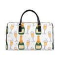 Champagne Bottle and Flute Faux Leather Travel Bag | Sparkling Brunch Print