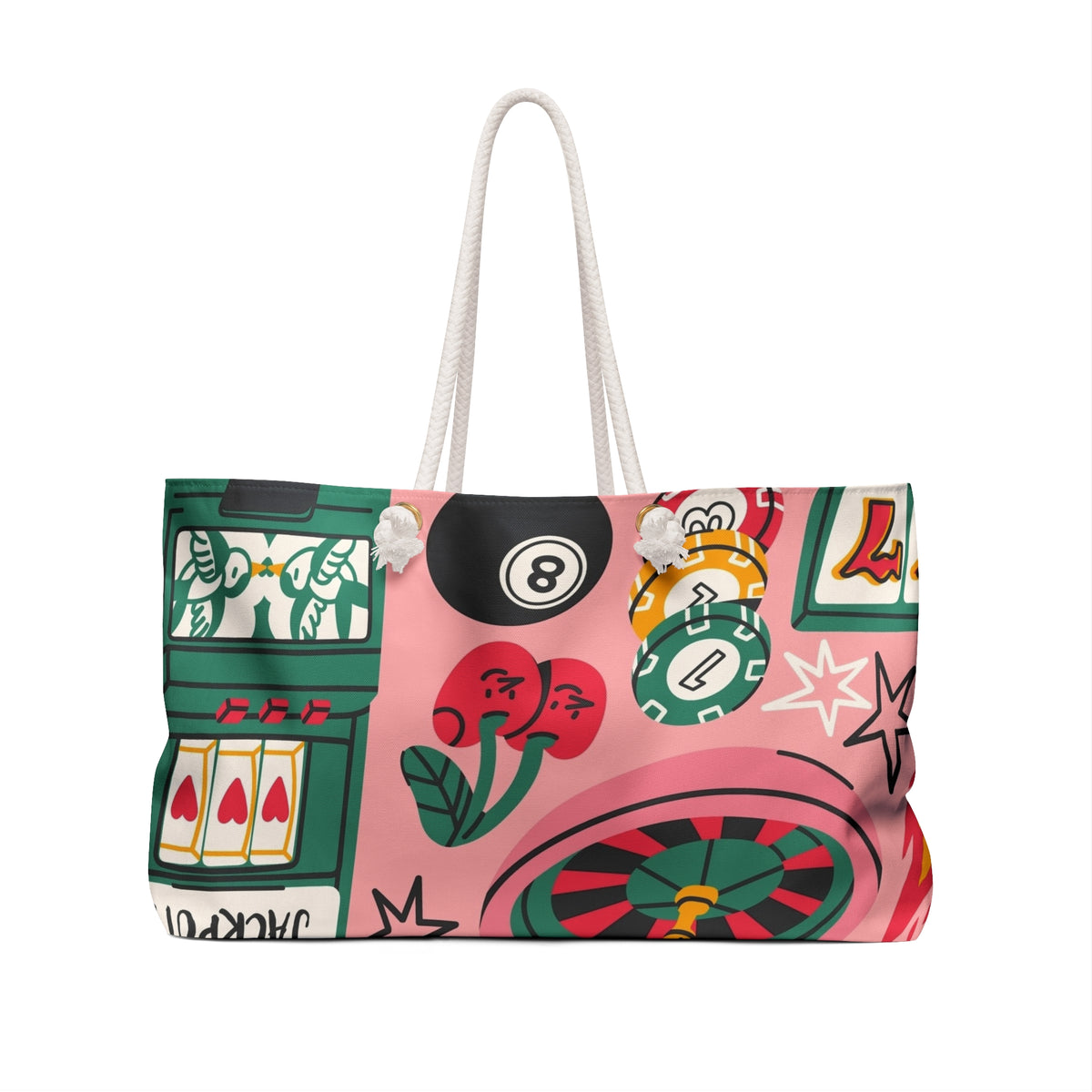 Casino Pattern Weekender bag | Slot Machine Roulette Dice Poker Chips Tote