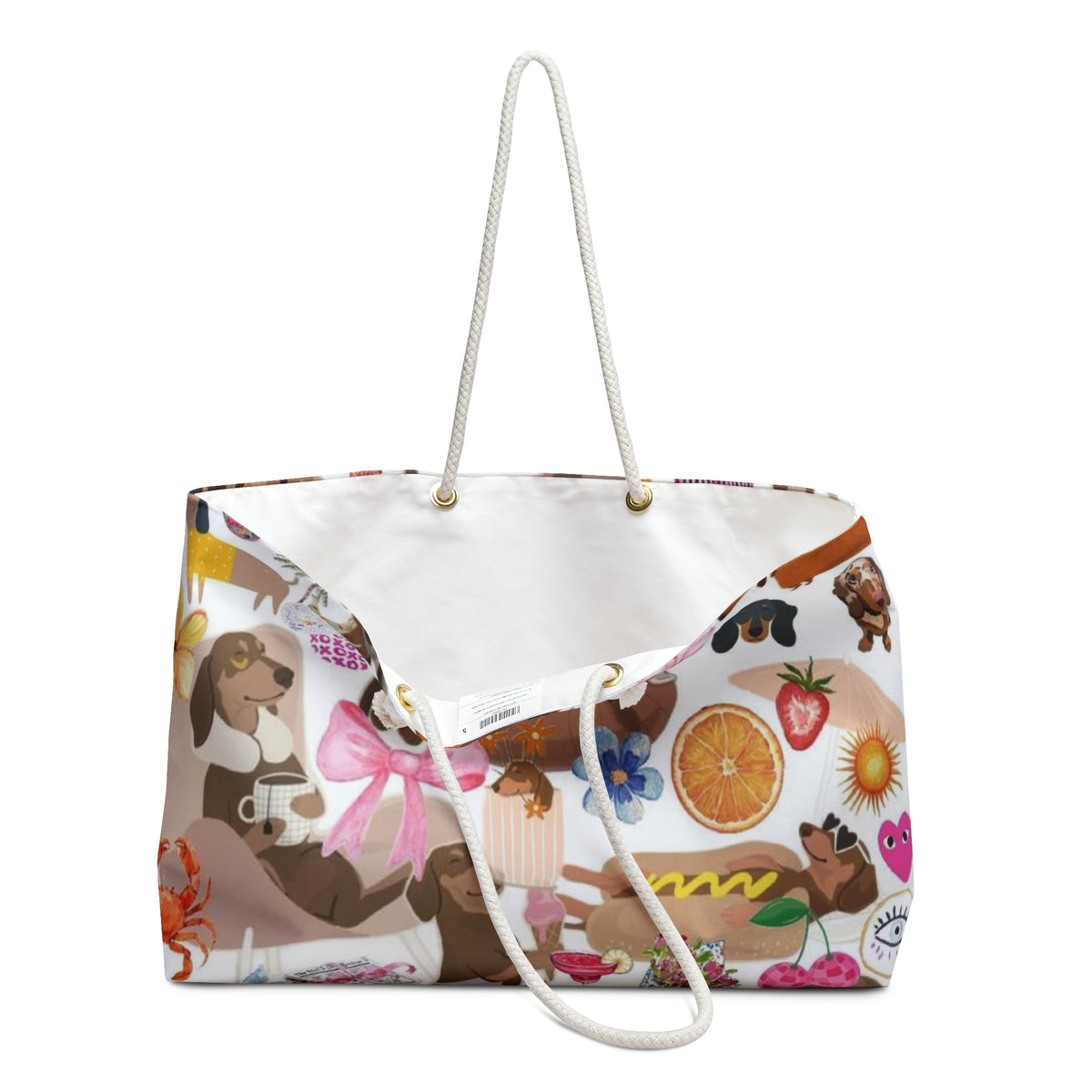 Dachshund Sticker Collage Weekender Bag — Cute Sausage Dog Travel Tote