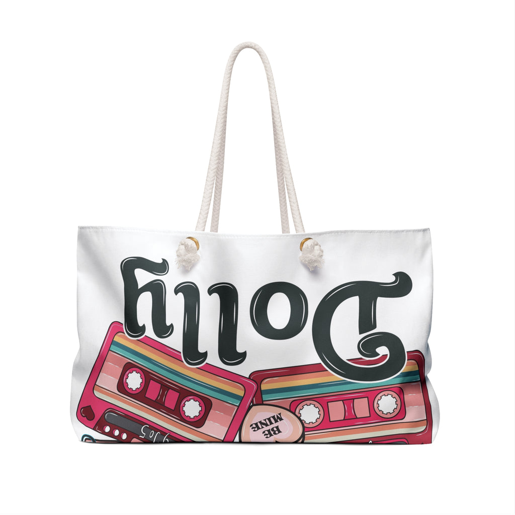 Raised On Cassette Tape Weekender Bag — Retro 80s/90s Music Travel Tote