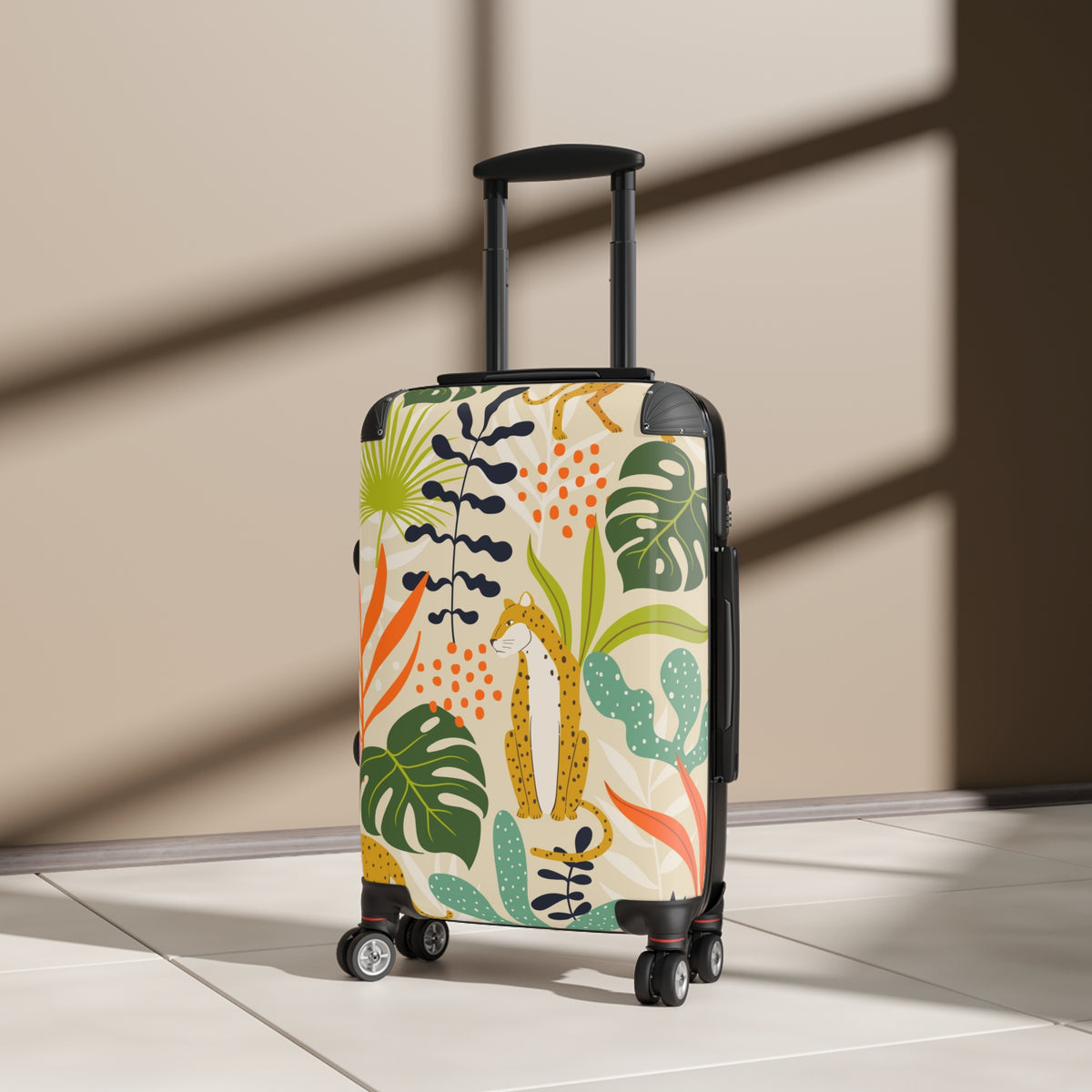 Tropical Leopard Suitcase — Colorful Jungle Print Carry-On Luggage