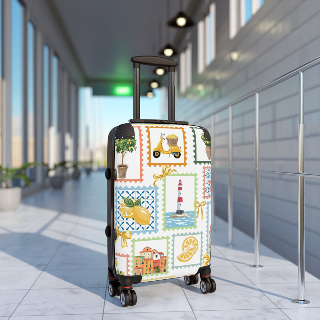 Mediterranean Stamps Suitcase | Travel Luggage