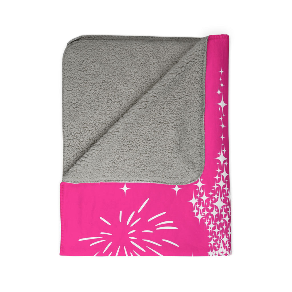 Pink Castle Fireworks Fleece Sherpa Blanket — Magical Theme Park Throw for Kids & Fans
