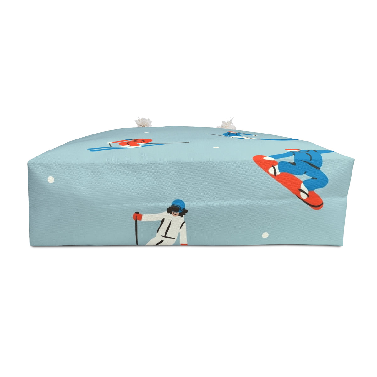 Retro Skiers Pattern Weekender Bag | Blue Snow Sports Travel Tote