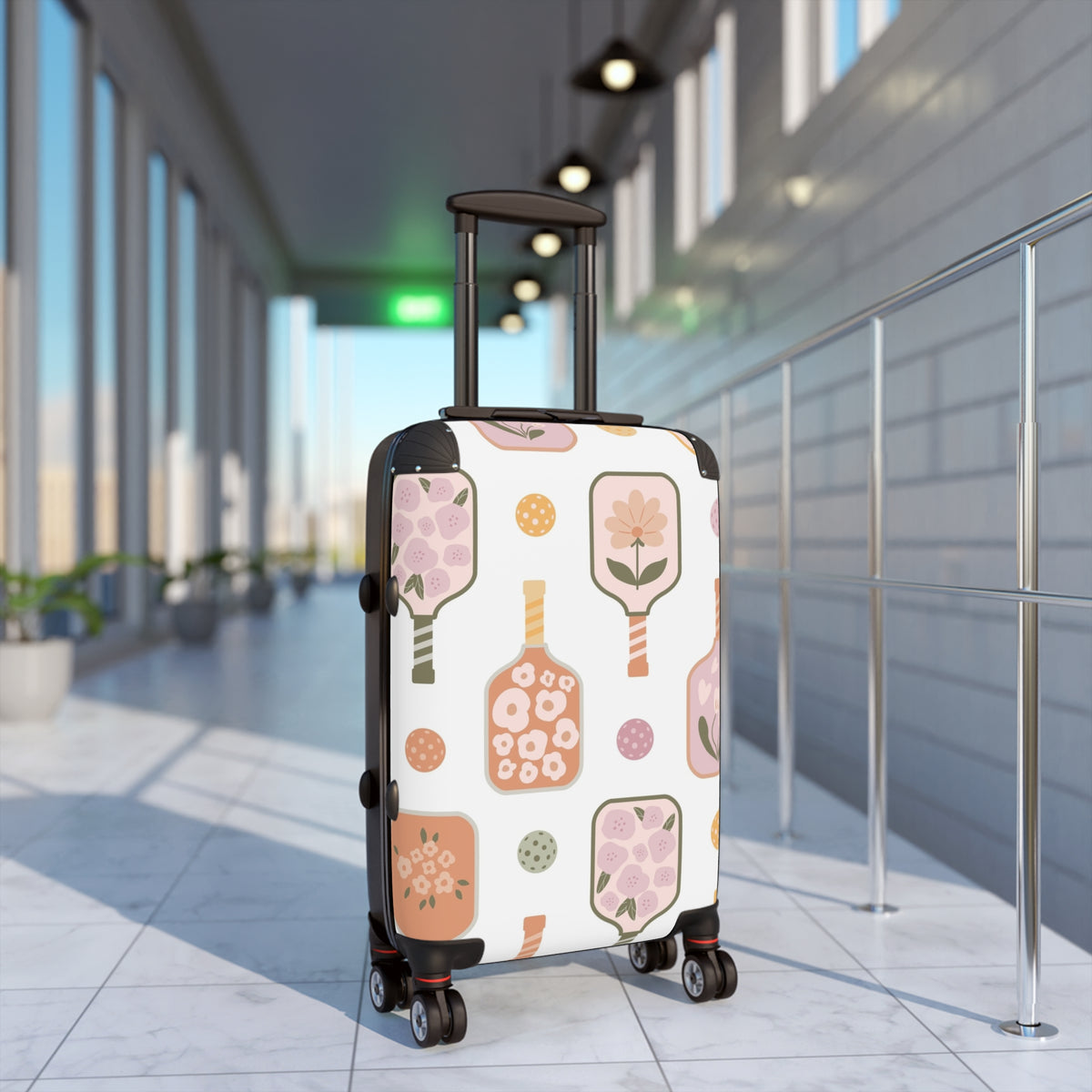 Floral Paddle Pattern Suitcase | Pastel Flower Travel Luggage
