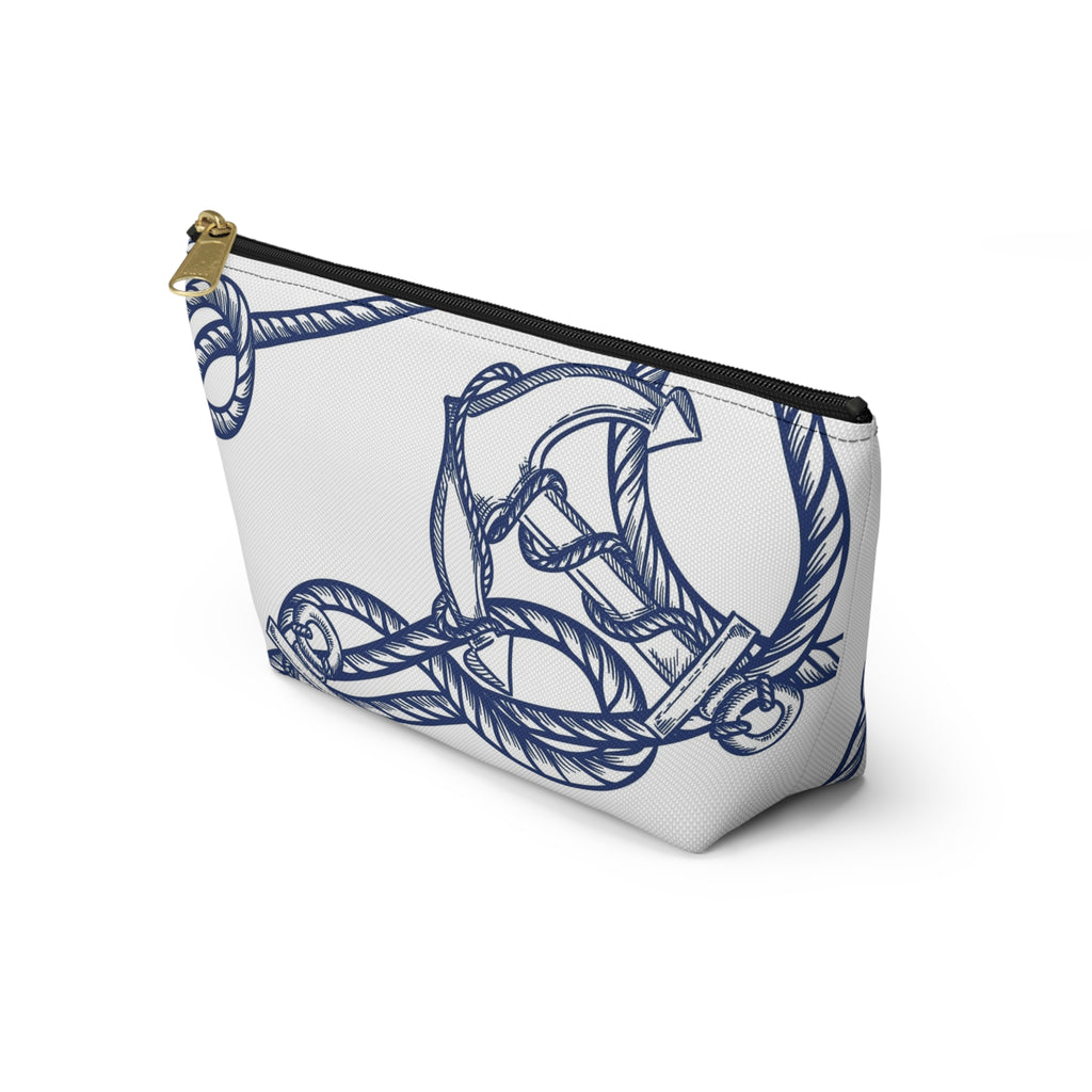 Nautical Rope & Anchor Accessory Pouch | T-Bottom Cosmetic Bag