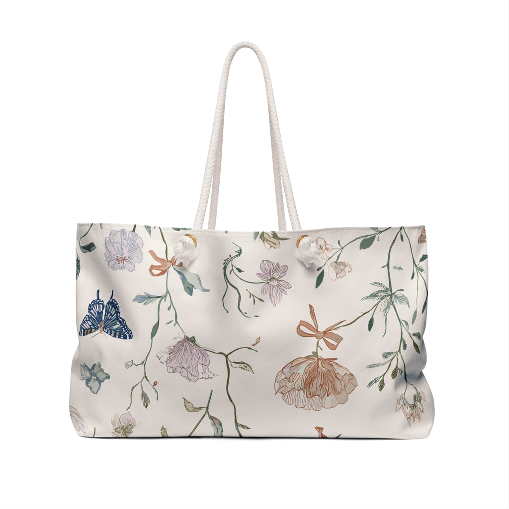 Monogram Floral Weekender Bag — Elegant Botanical Travel Tote