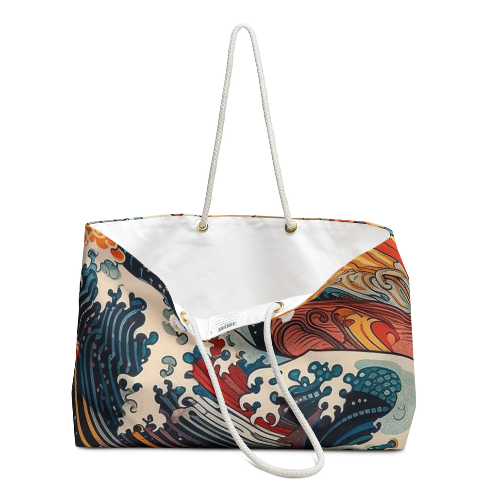 Ocean Wave Tattoo Art Weekender Bag | Nautical Waves Beach Tote