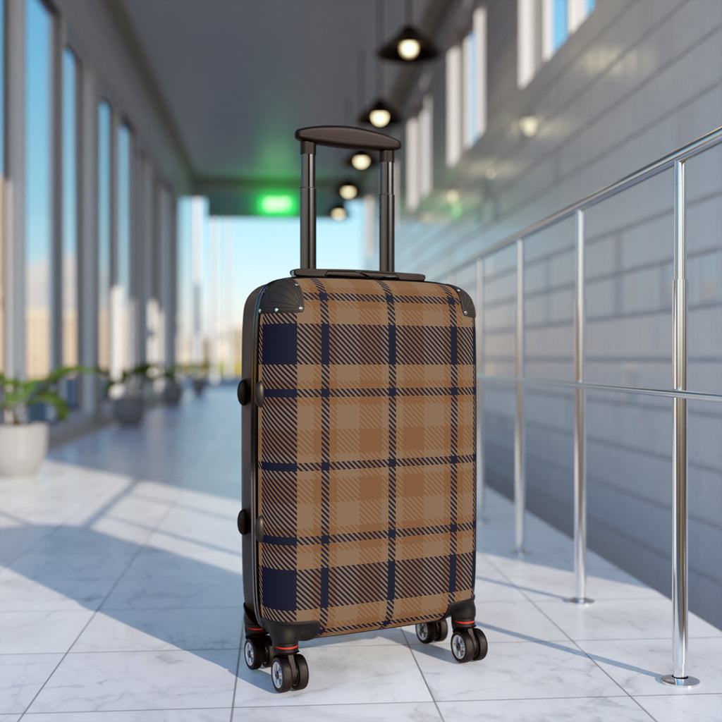 Brown Plaid Pattern Suitcase | Travel Luggage, Tartan Carry-on