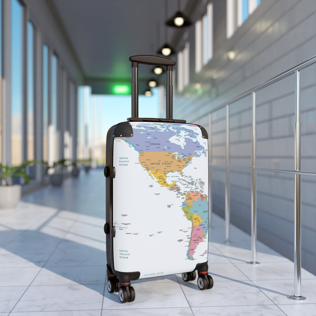 World Map Suitcase | Luggage with Continental Map Print