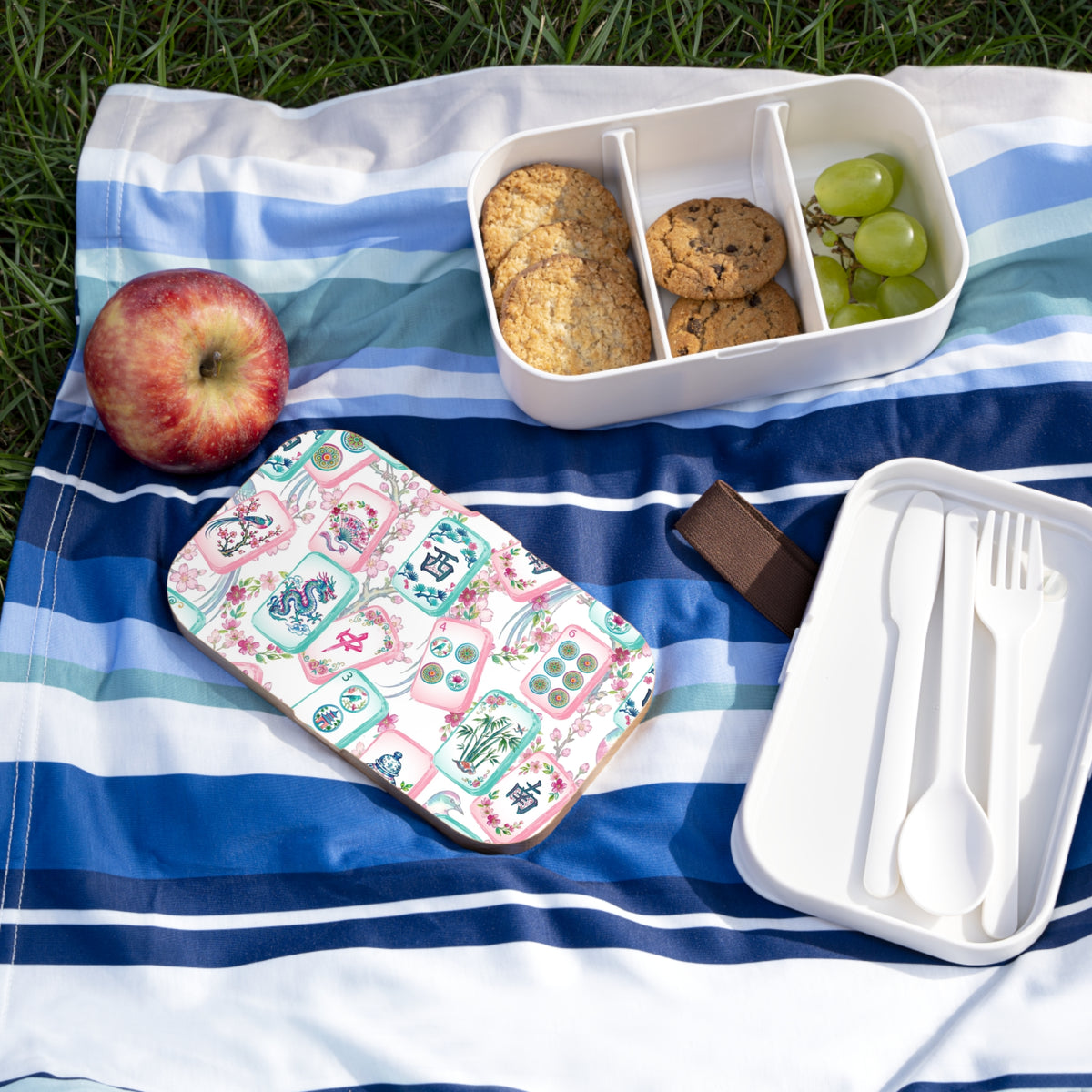 Mahjong Tile Pattern Bento Box | Asian Floral Mahjong Design