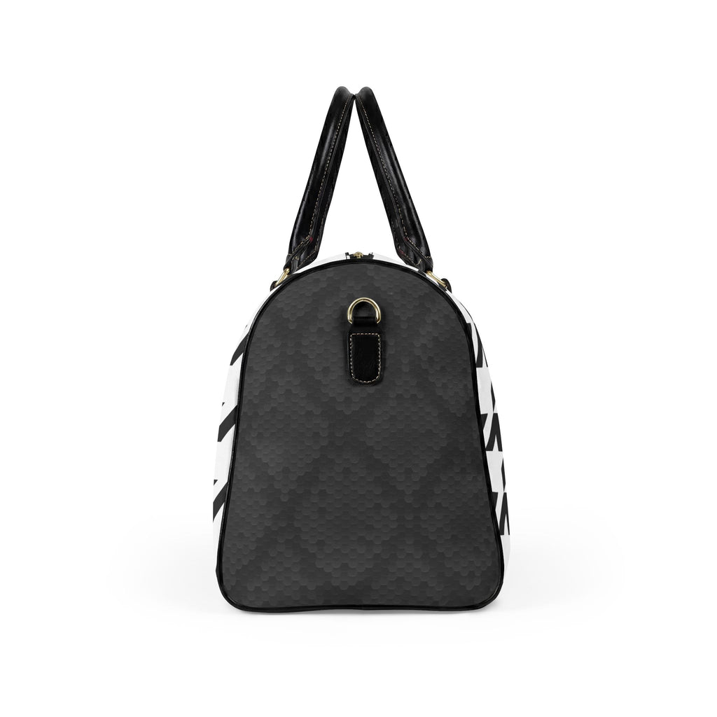 Black White Houndstooth Faux Leather Travel Bag | Duffle Bag