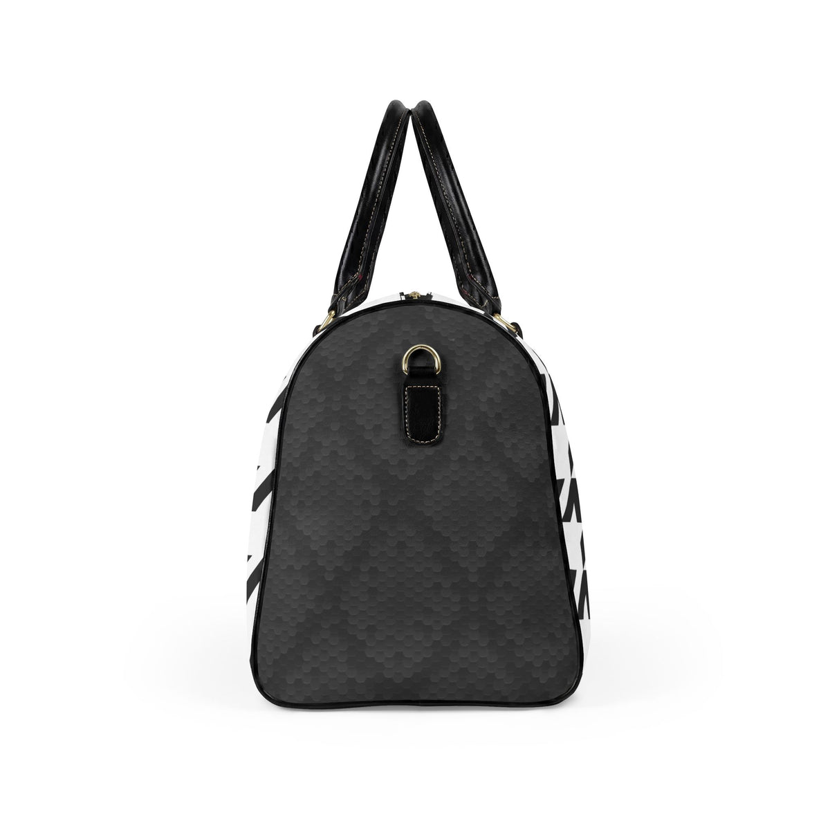 Black White Houndstooth Faux Leather Travel Bag | Duffle Bag