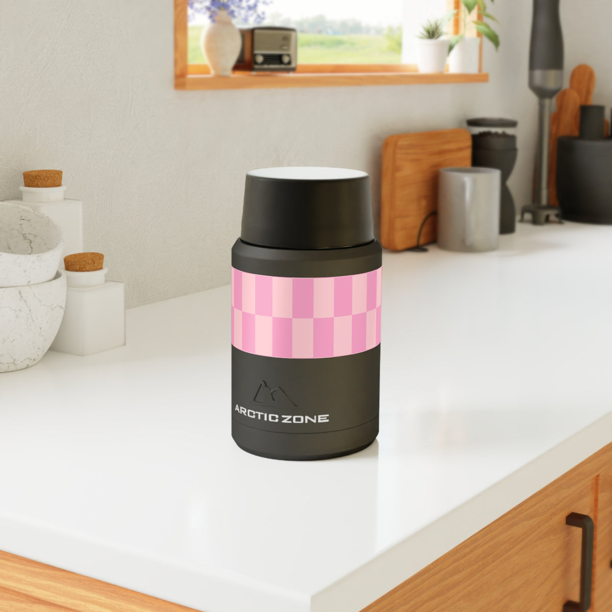 Pink Checker Stripe Food Storage | Insulated Stainless Steel Container