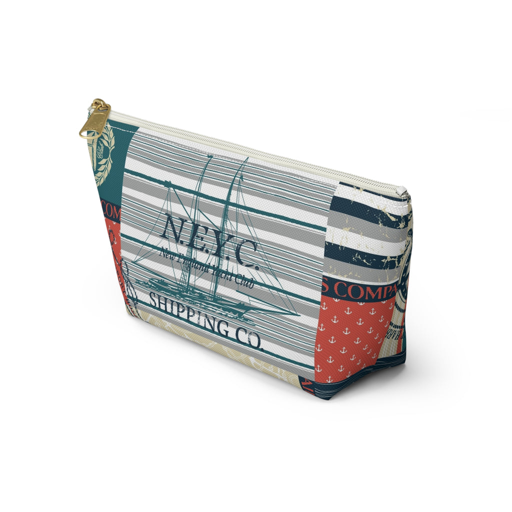 Nautical Sailboat Patchwork Accessory Pouch