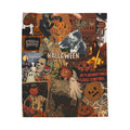 Halloween Collage Velveteen Plush Blanket — Retro Horror Movie Pumpkin Design
