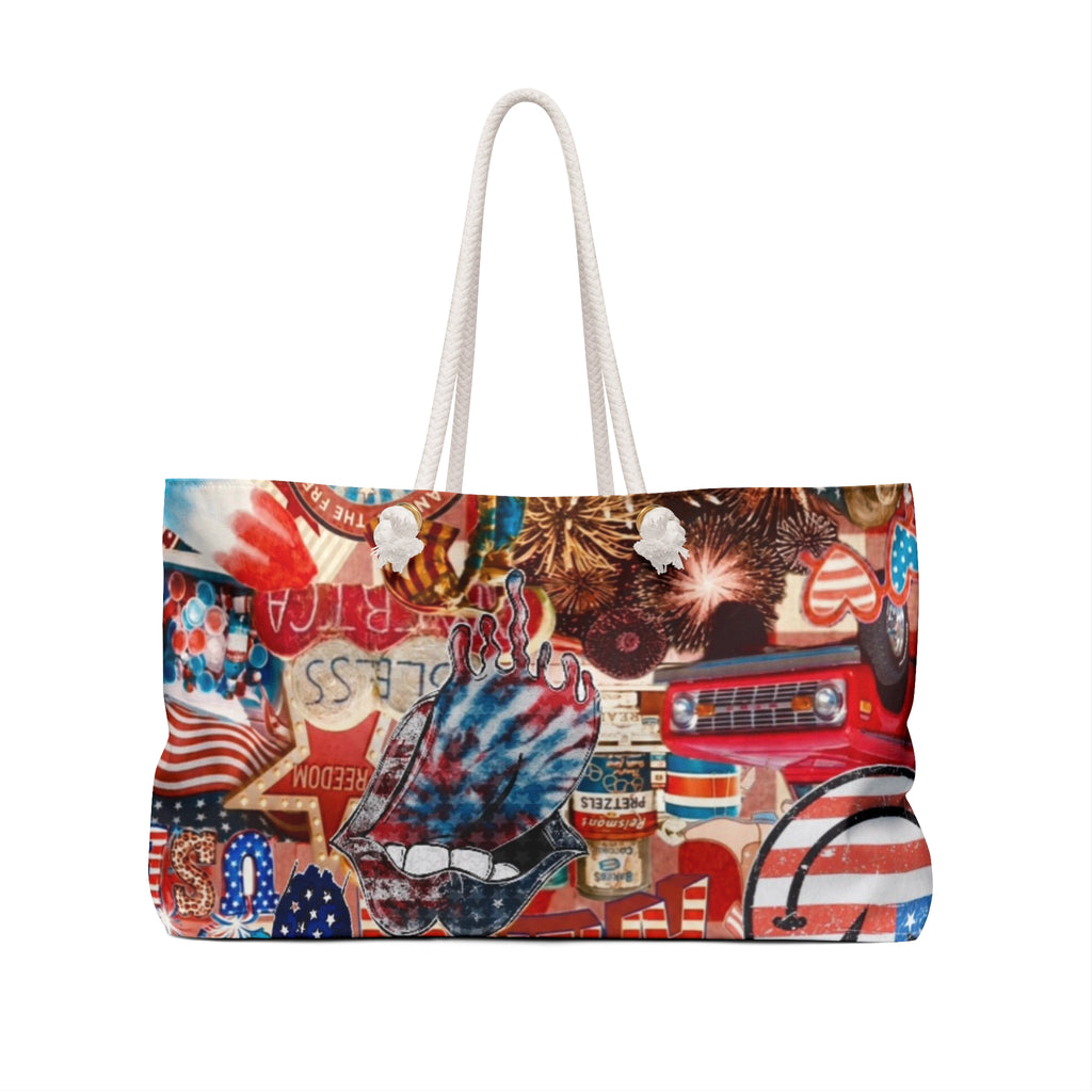 Patriotic Weekender Bag – Americana “Howdy” Travel Tote