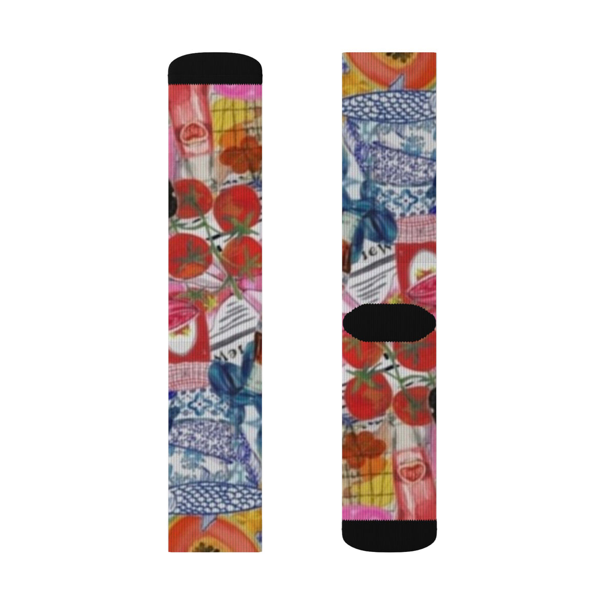 Abstract Collage Sublimation Socks — Colorful Artistic Crew Socks