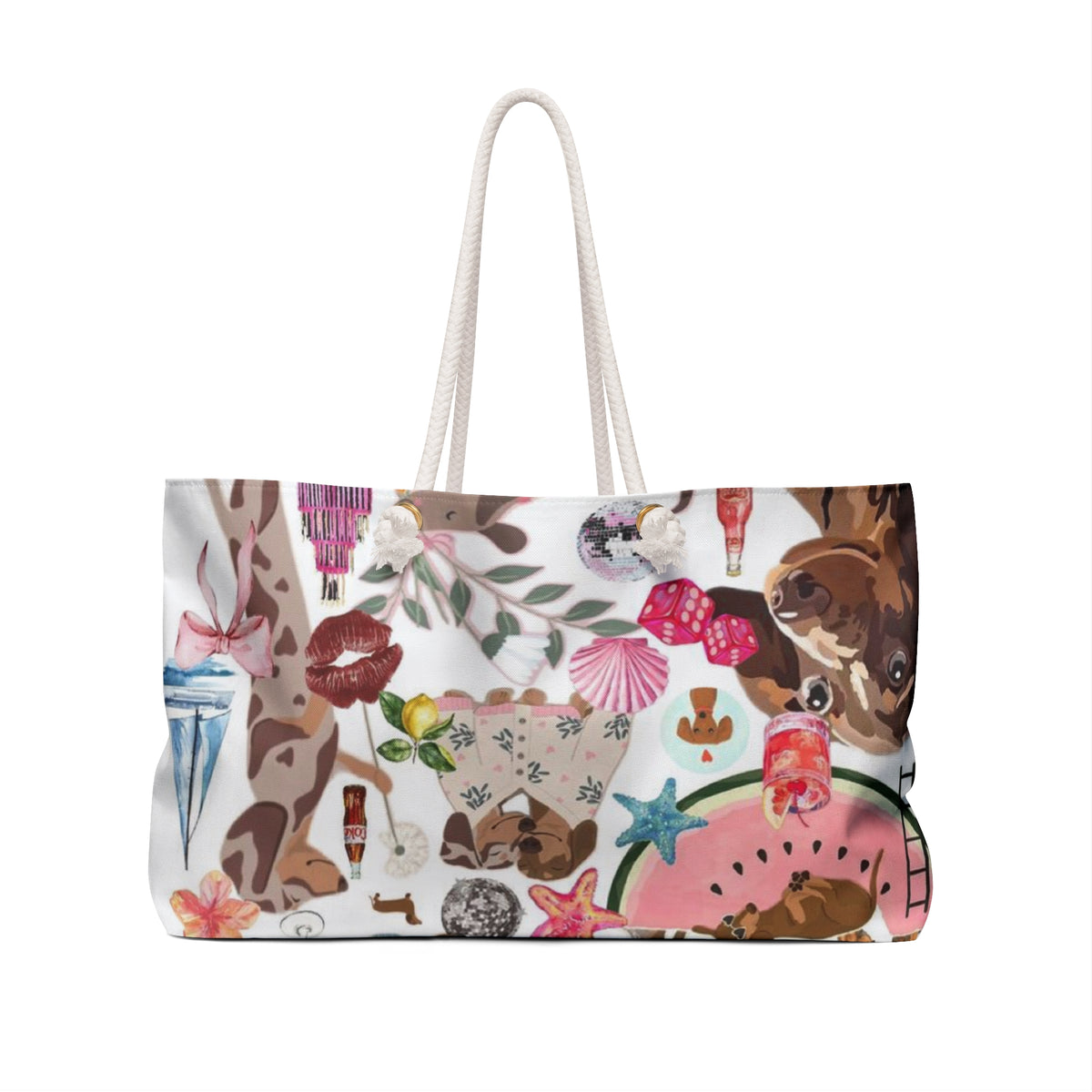 Dachshund Sticker Collage Weekender Bag — Cute Sausage Dog Travel Tote