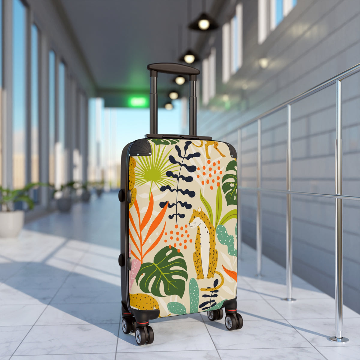 Tropical Leopard Suitcase — Colorful Jungle Print Carry-On Luggage