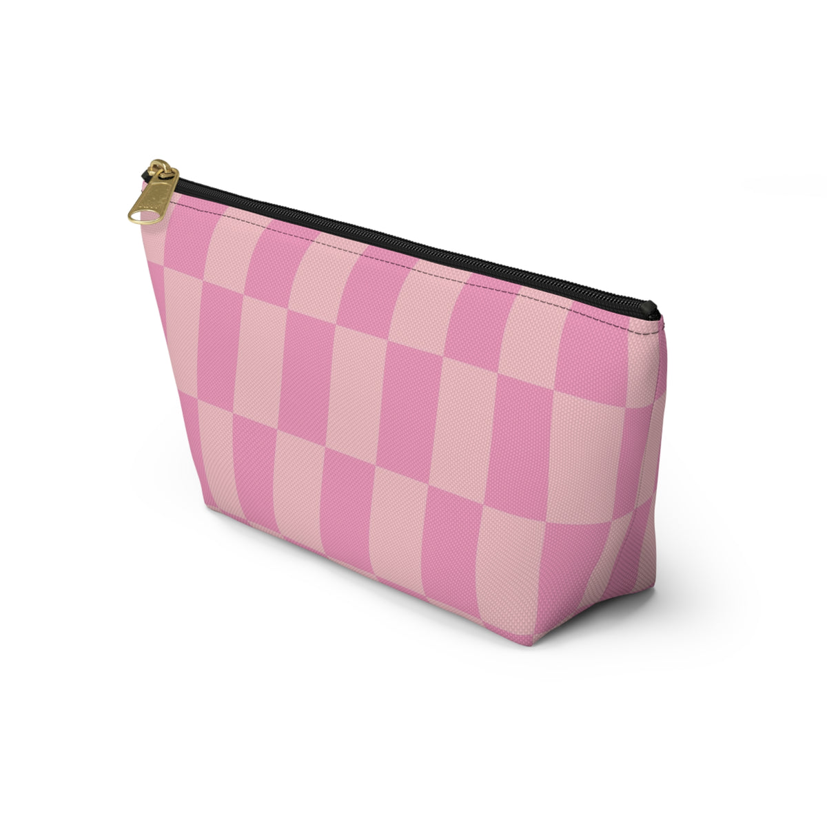 Pink Checker Accessory Pouch — T‑Bottom Makeup Bag