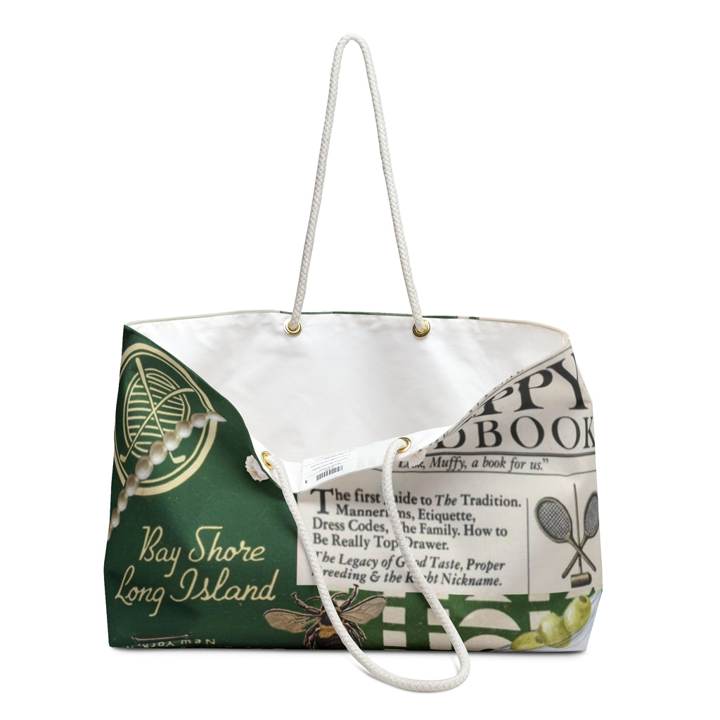 Preppy Coastal Collage Weekender Bag | Long Island Nautical Travel Tote