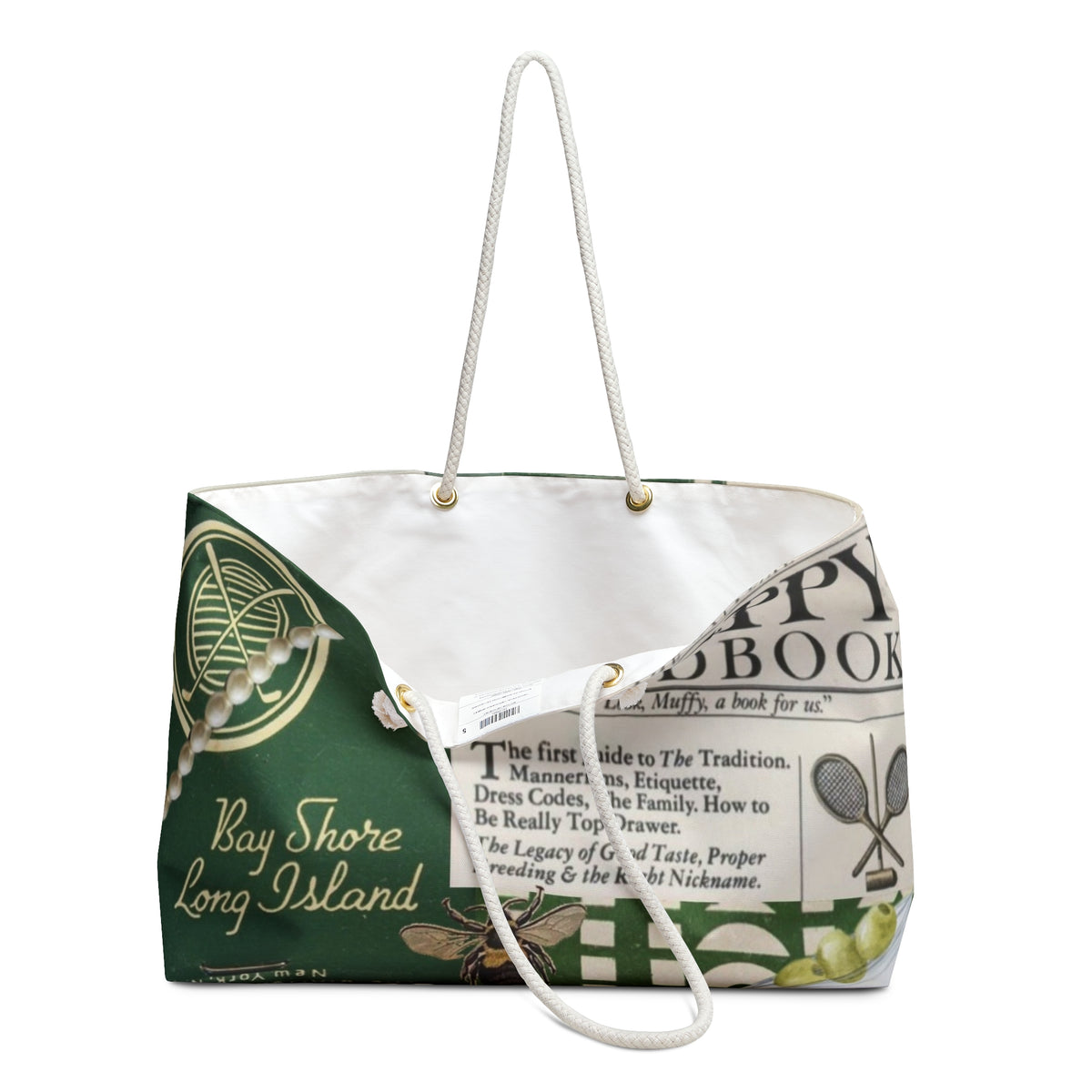 Preppy Coastal Collage Weekender Bag | Long Island Nautical Travel Tote