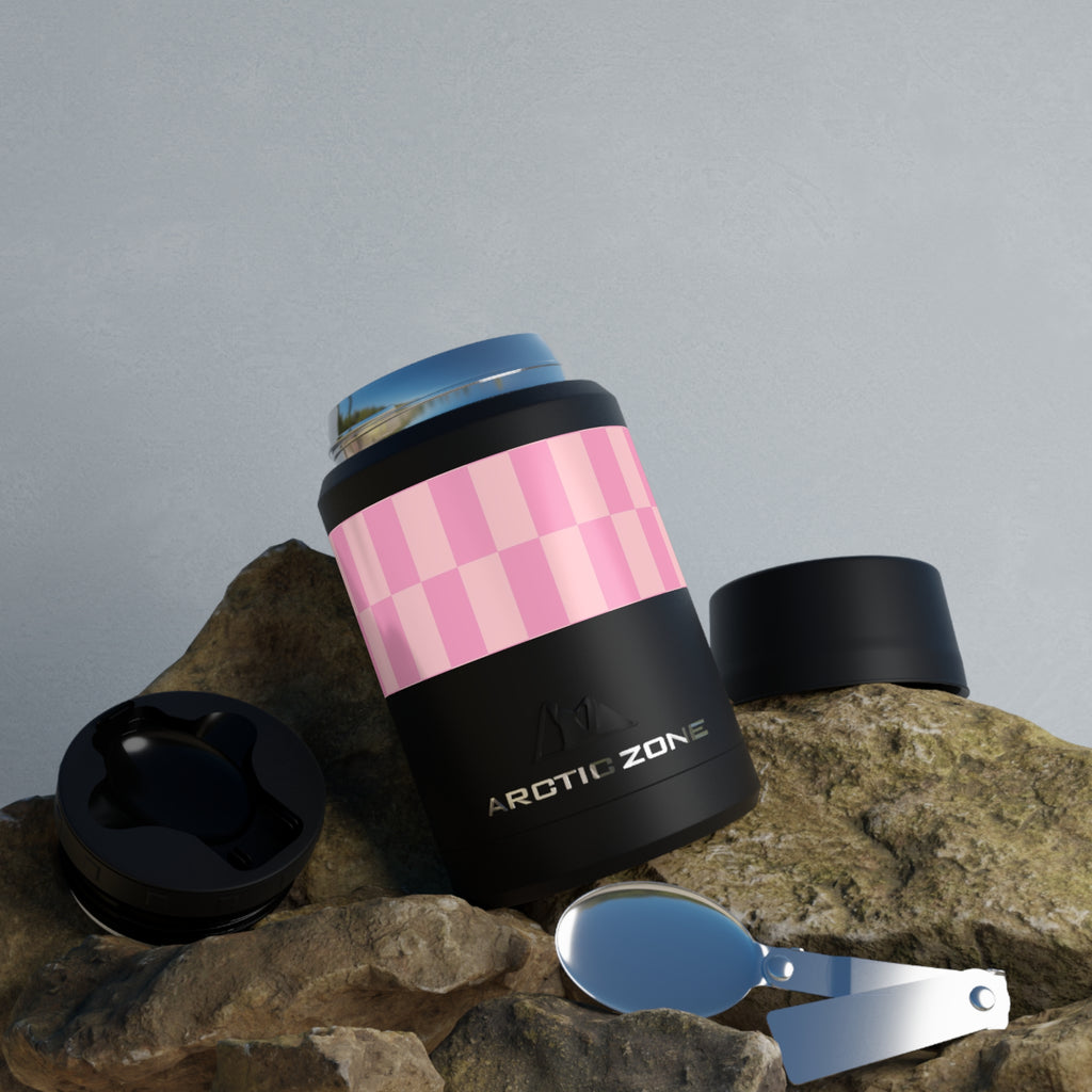 Pink Checker Stripe Food Storage | Insulated Stainless Steel Container