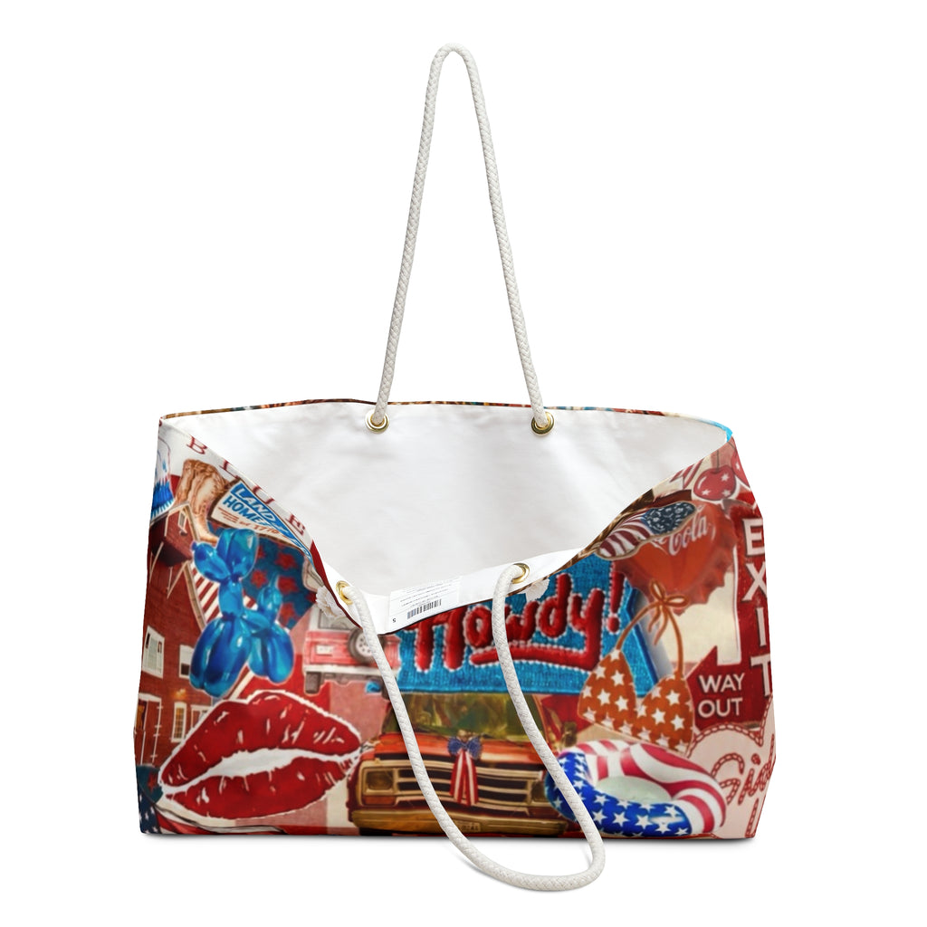 Patriotic Weekender Bag – Americana “Howdy” Travel Tote