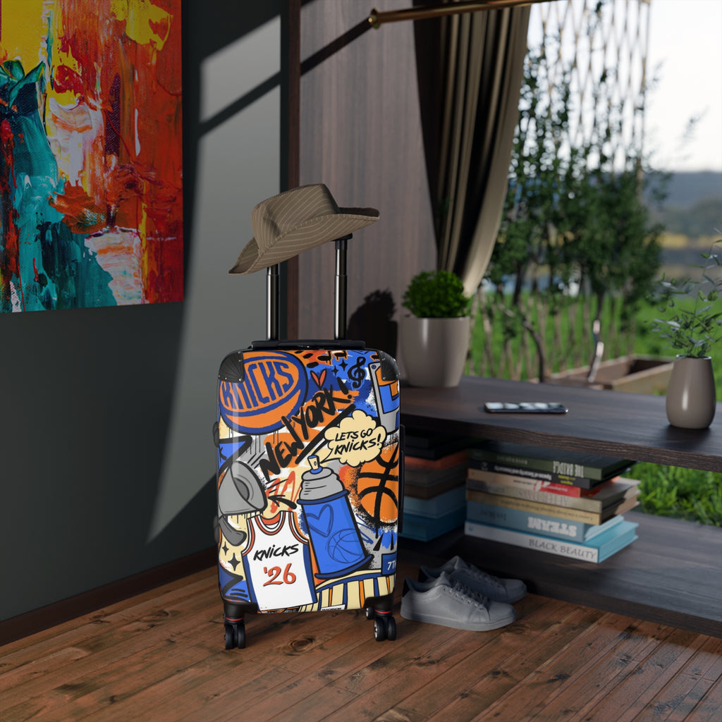 New York Knicks graffiti suitcase | basketball travel luggage